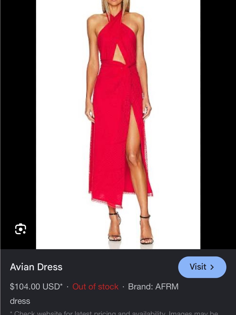 AFRM Red High-Low Halter Maxi Dress with Front Cutout